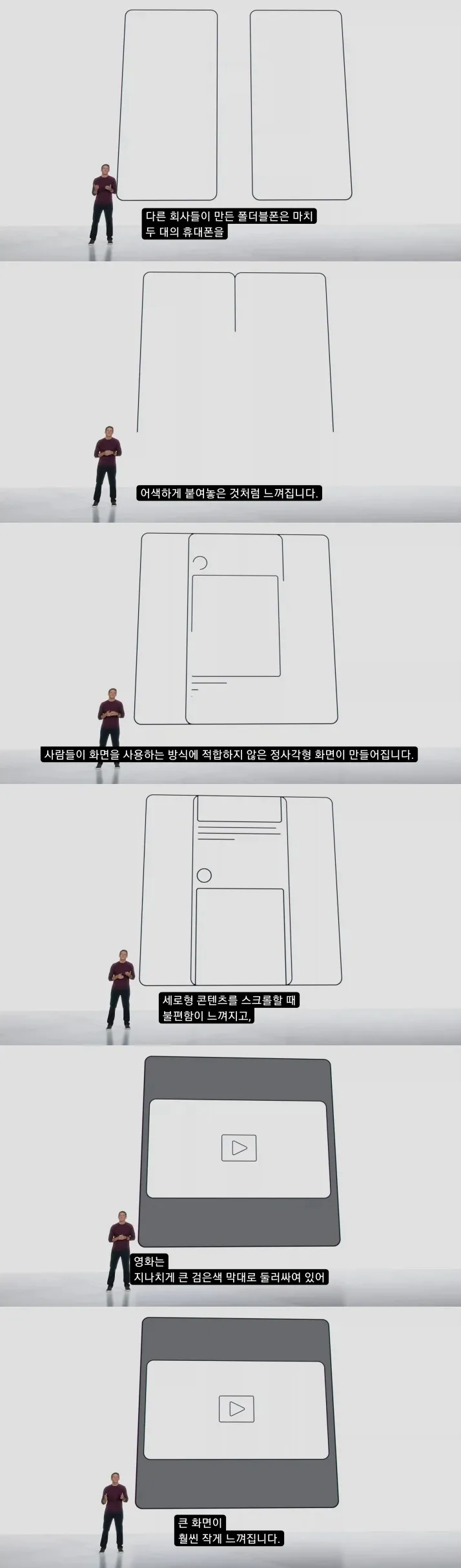 애플: 다른 회사가 만든 폴더블폰은 완성도가 별로다.