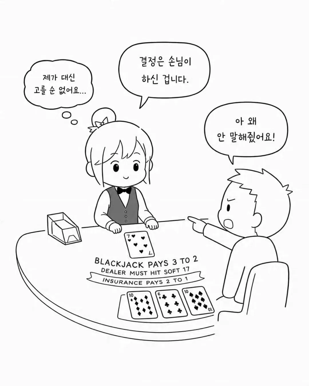 카지노에서 딜러에게 패를 골라달라는 손님.Manhwa (5/6)
