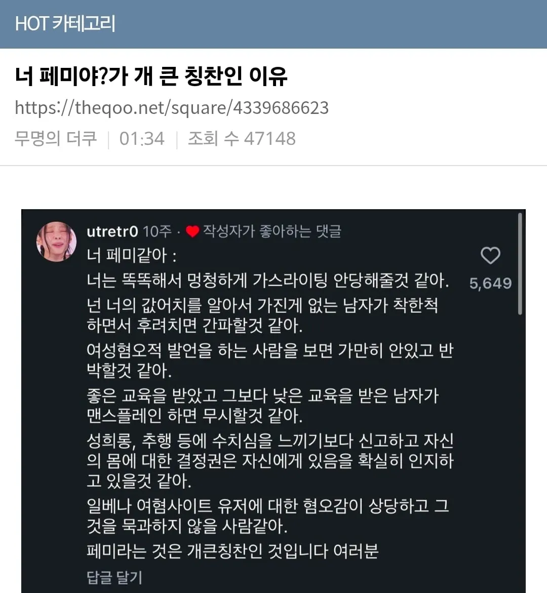 너 페미야?가 개 큰 칭찬인 이유 (2/7)