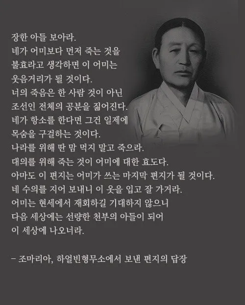 안중근 의사 어머니가 아들의 사형 선고 소식을 듣고 보낸 편지.jpg