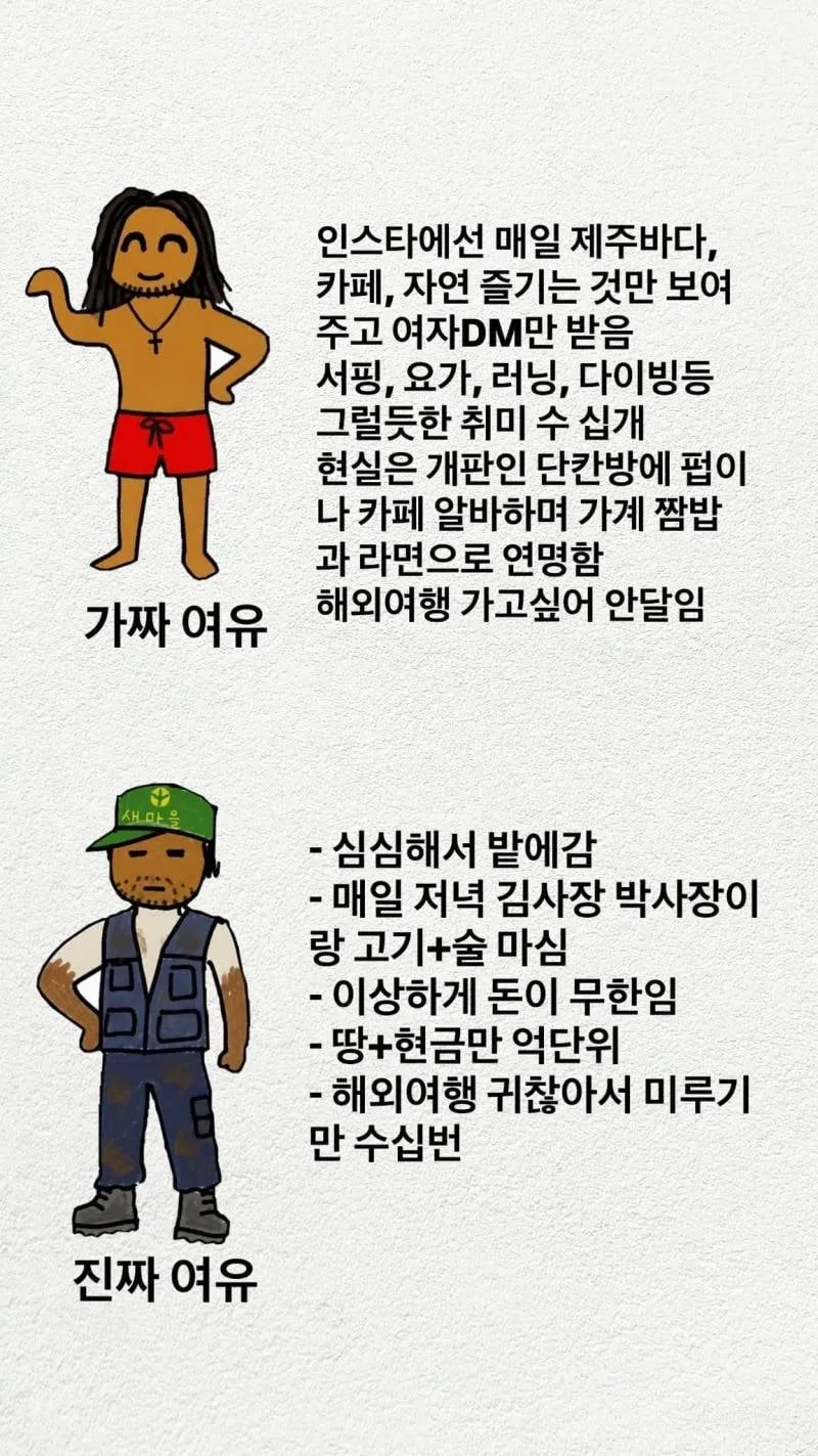 가짜 여유 vs 진짜 여유