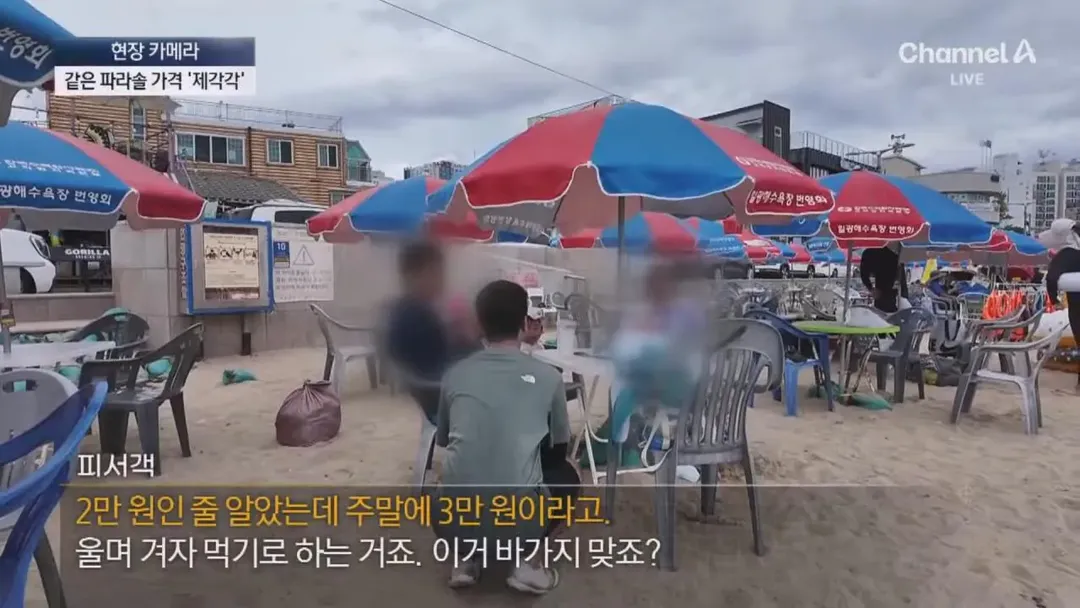 피서지 파라솔 바가지 요금을 취재하러간 채널A (10/20)