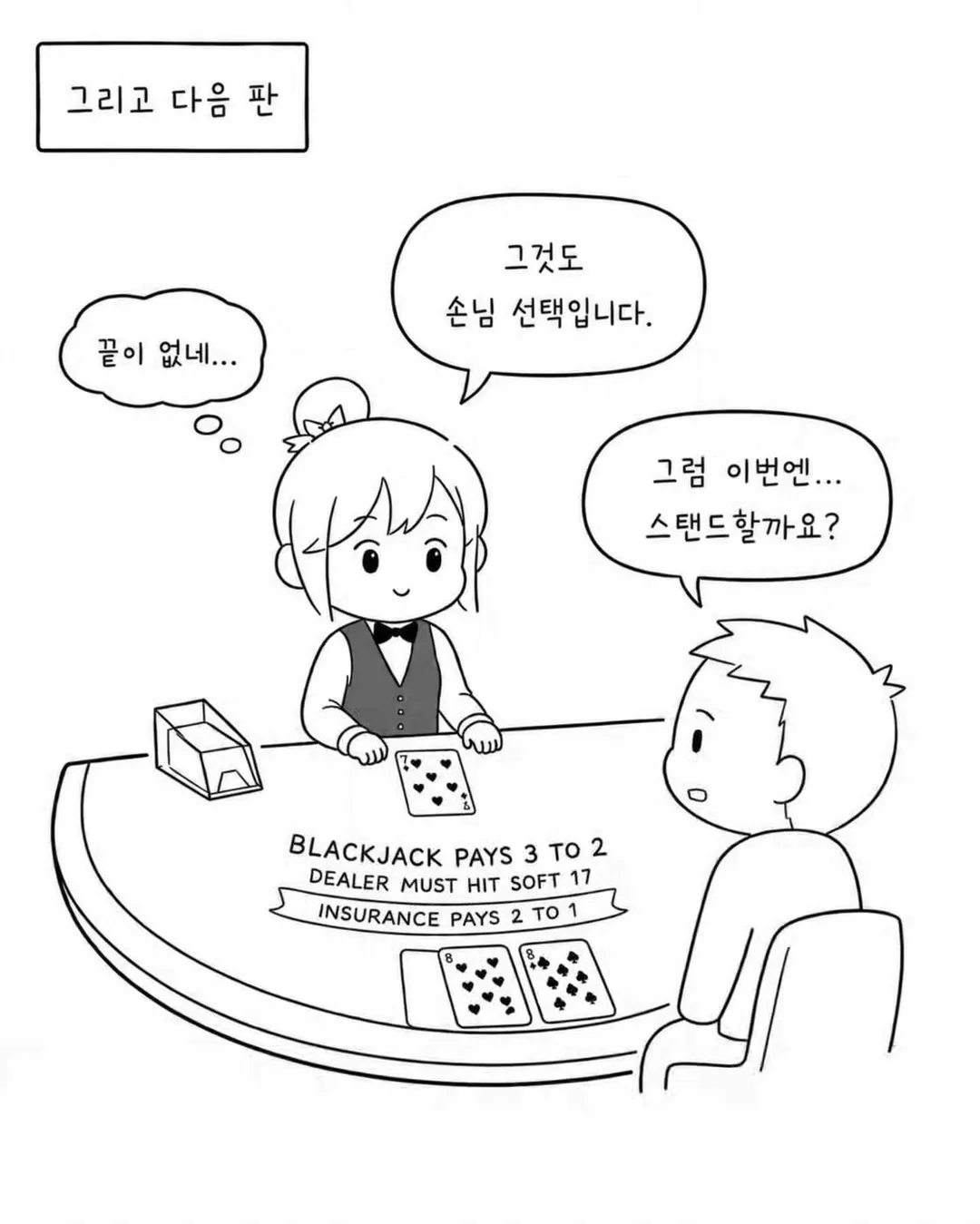 카지노에서 딜러에게 패를 골라달라는 손님.Manhwa (6/6)