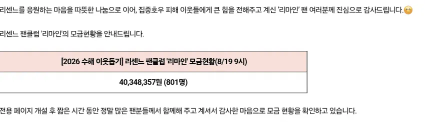 수해입은 거제시 기부 시작한 리센느 팬덤 (3/3)