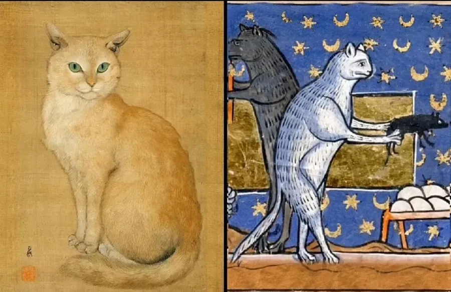 동양과 서양의 고양이 그림 비교 (4/6)