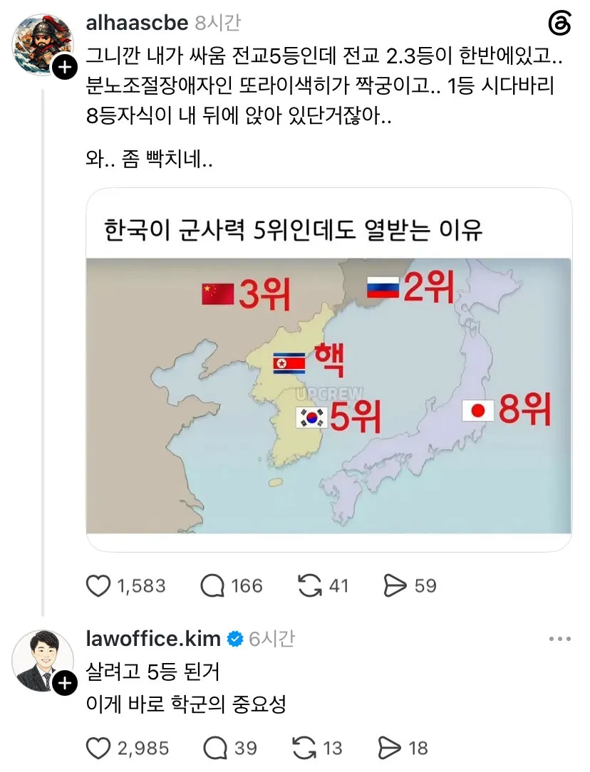 한국이 군사력 5위인데도 열받는 이유
