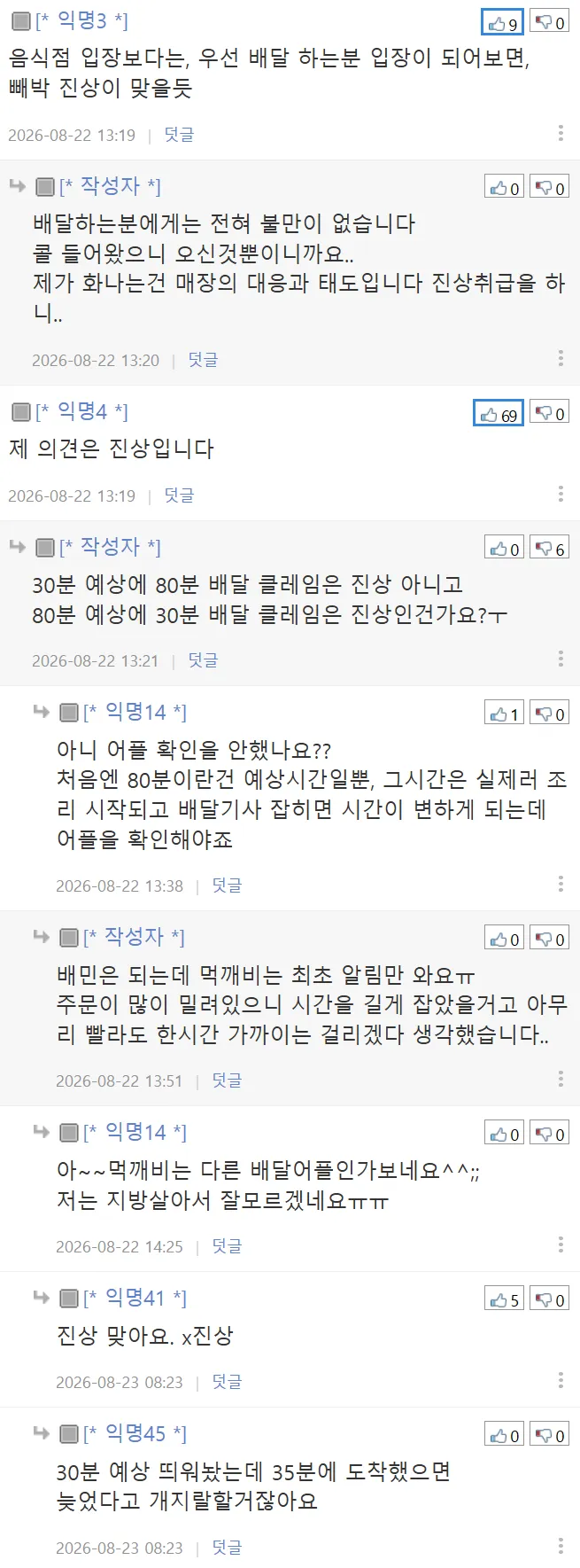 음식이 빨리 왔다는 불만이 진상인가요? (3/11)
