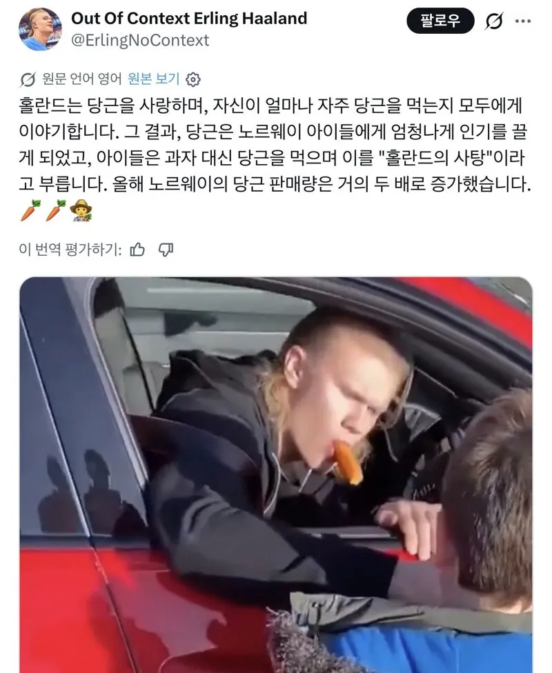 홀란드 덕분에 당근 먹는 아이들 늘어났다는 노르웨이 (2/2)