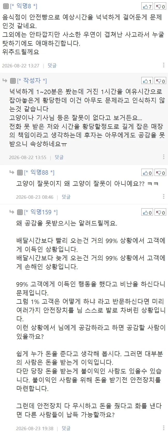 음식이 빨리 왔다는 불만이 진상인가요? (5/11)