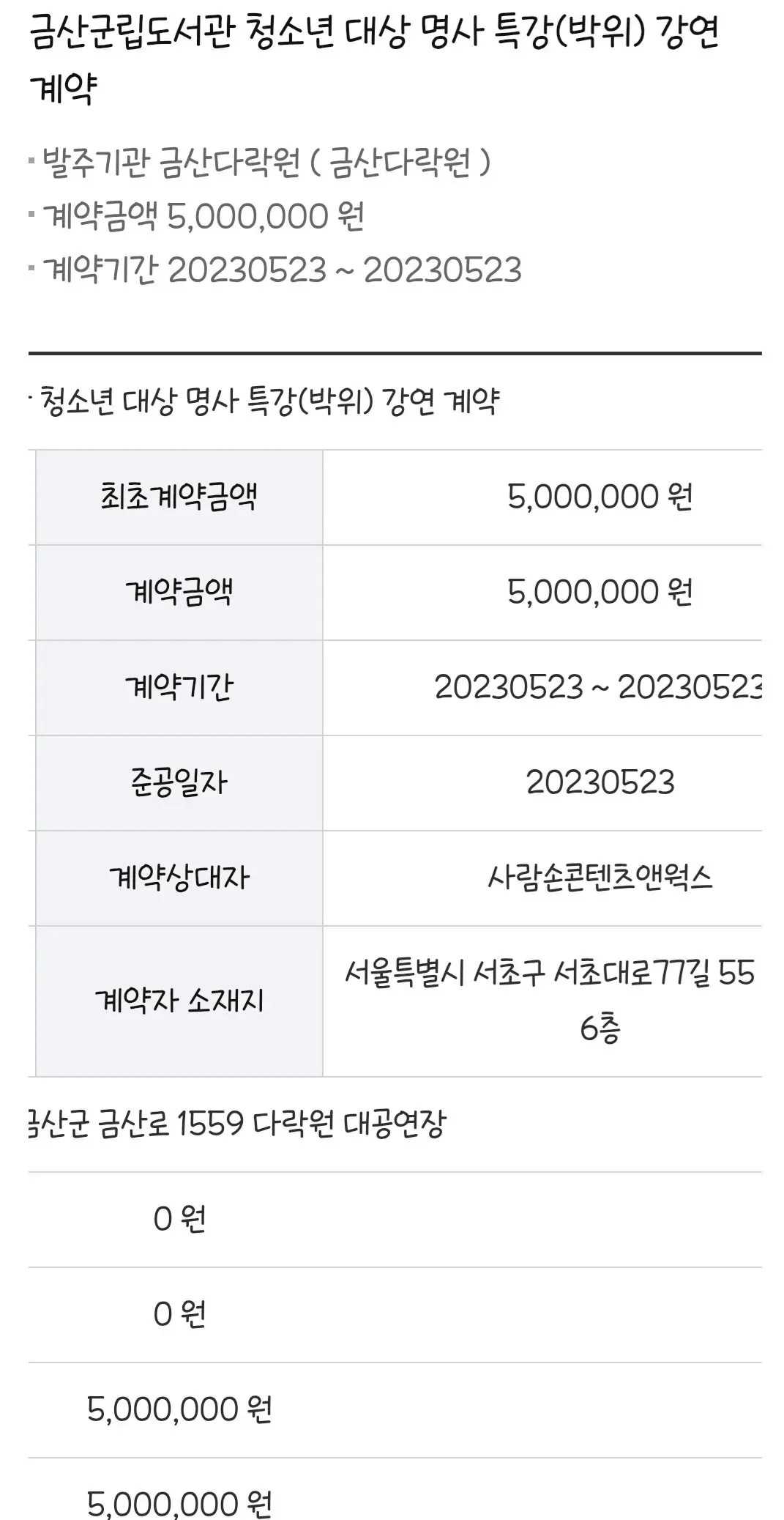 위라클(박연) 강연료 지급 현황ㄷㄷ (2/3)