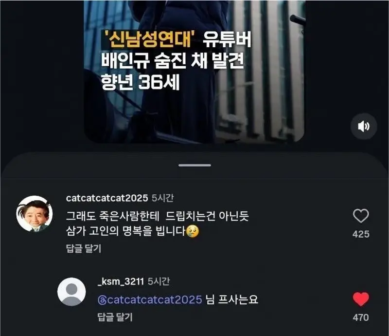 신남성연대 배인규 사망 소식 댓글 근황 (2/2)