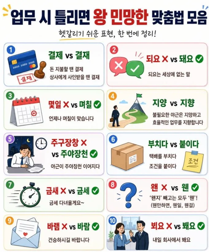 사람들이 잘 틀린다는 맞춤법