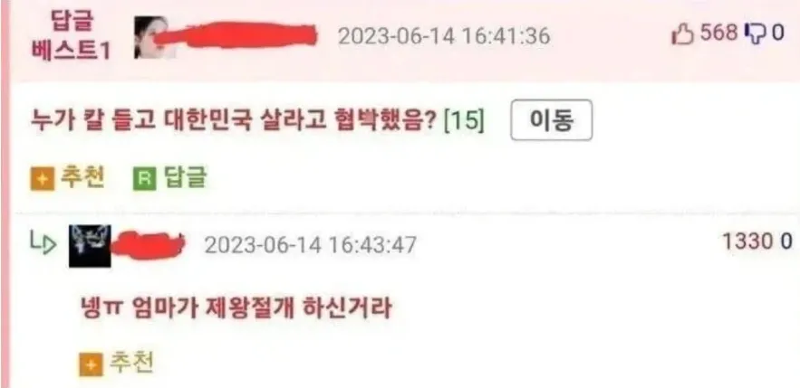 누가 칼 들고 대한민국에 살라고 함?