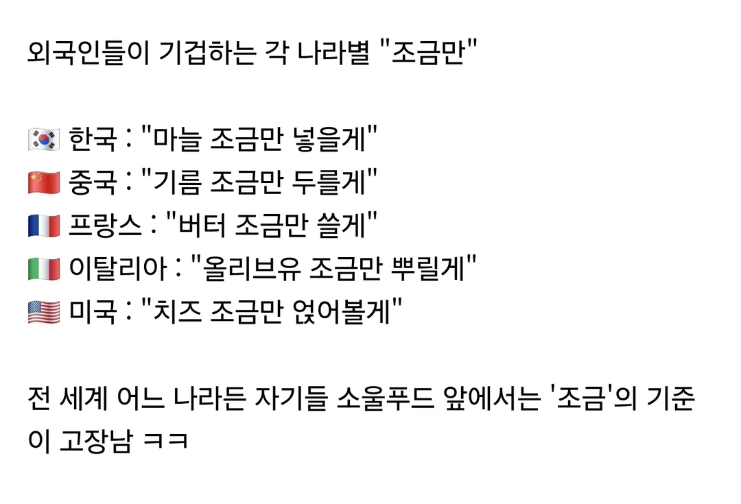 각 나라별 소울푸드의 '조금만'의 기준 (5/5)