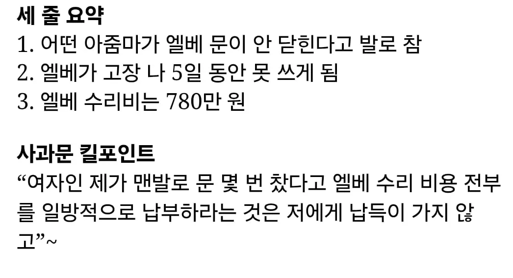 아파트 엘리베이터 박살낸 아줌마 사과문.jpg (2/2)