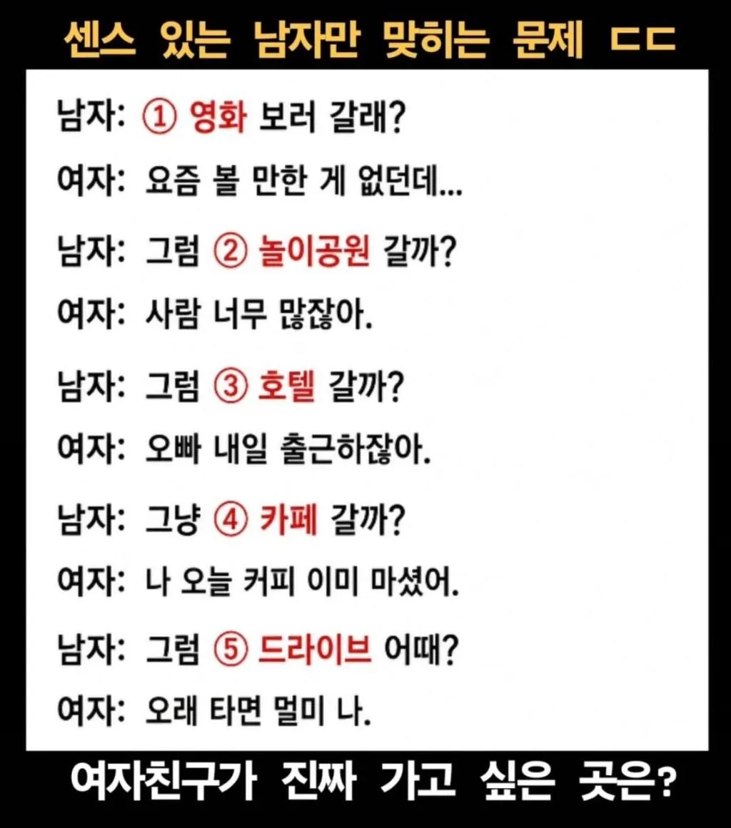 센스있는 남자만 맞추는 문제ㄷㄷ (2/2)