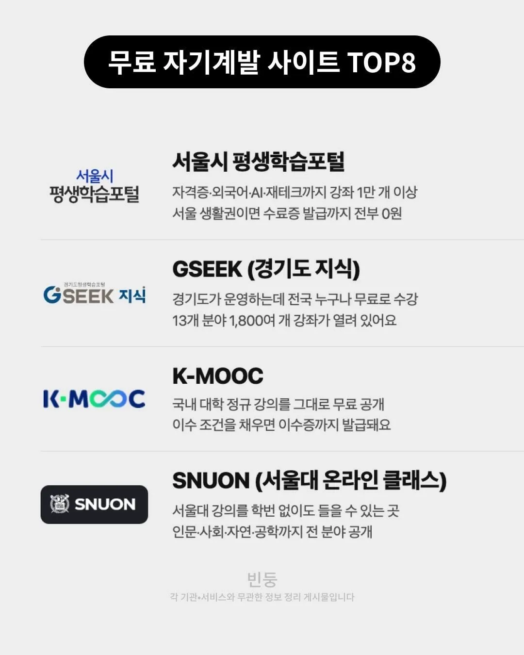 무료 자기계발 사이트 TOP 8 (1/2)