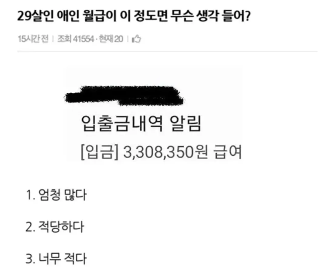 29살 애인 월급이 이 정도면 무슨 생각 들어?.jpg