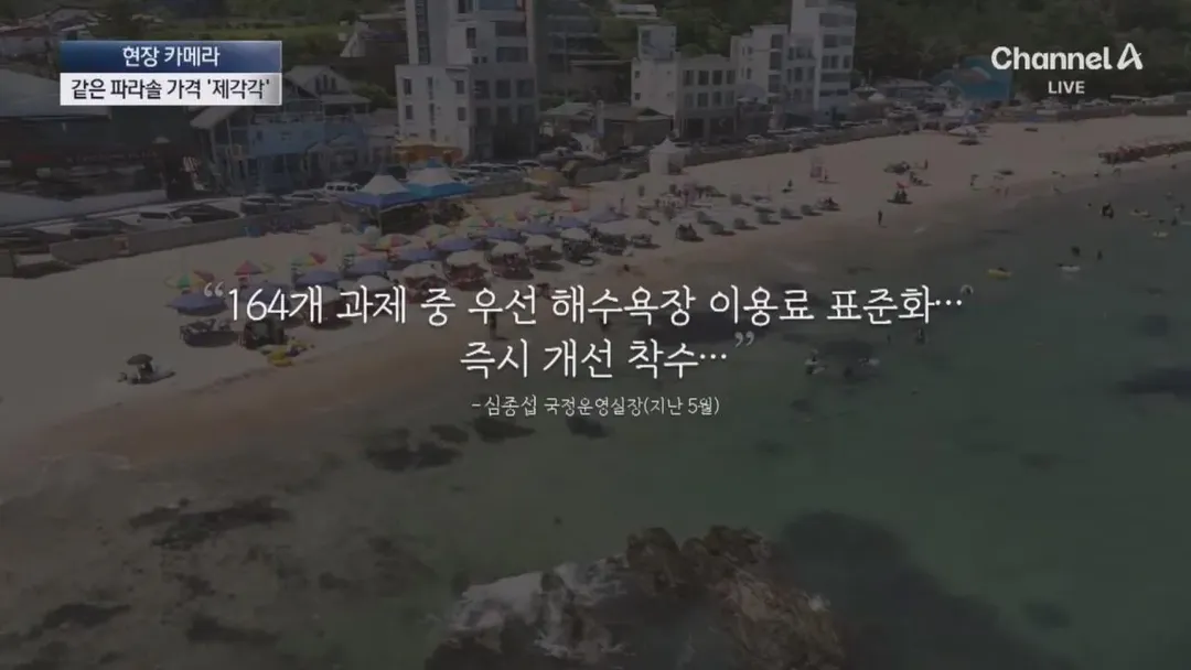 피서지 파라솔 바가지 요금을 취재하러간 채널A (7/20)