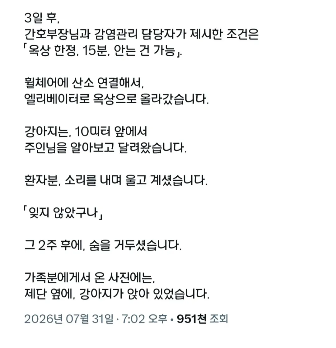 입원 기간이 길어지던 환자, '우리 강아지가 15살인데... (4/4)