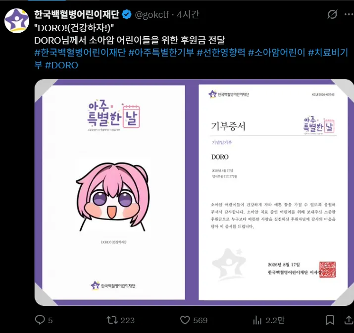 한국백혈병어린이재단 근황 ㄷㄷ (1/2)