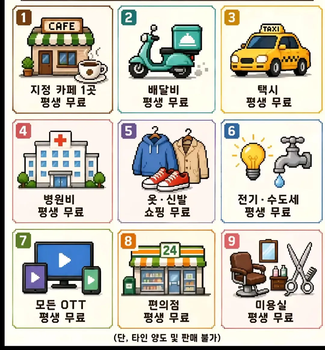 딱 1개만 평생 무료라면??